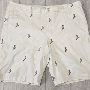 Tommy Bahama Mens 42 Shorts Surfboard Embroidered Beige Casual Chino